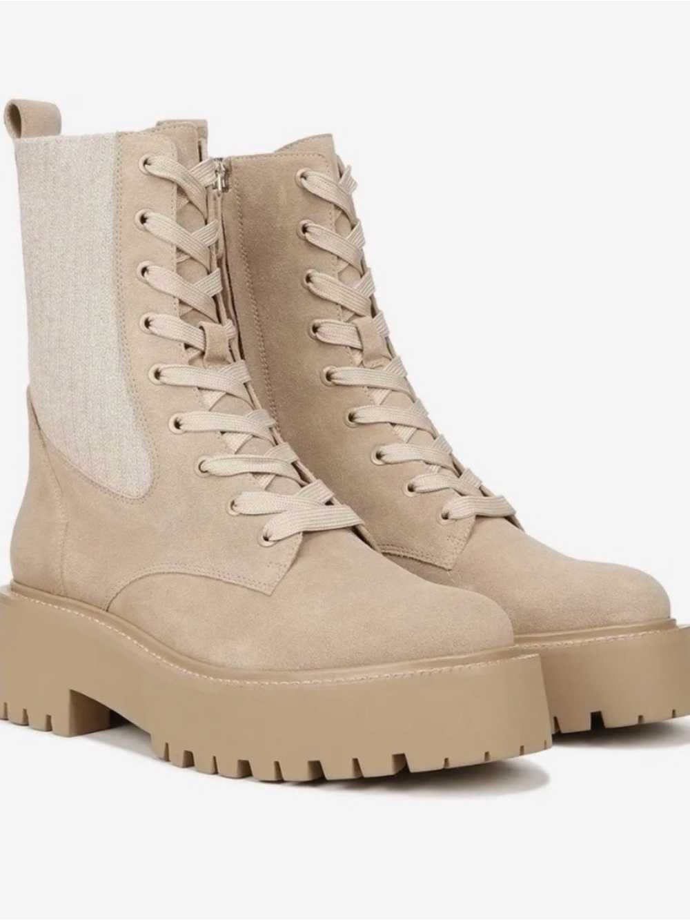 Sam Edelman Evina Tan Lace-Up Platform Combat Boots